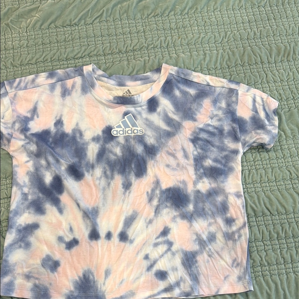 Adidas Blue and Pink Tie-Dye Short Sleeve Tee